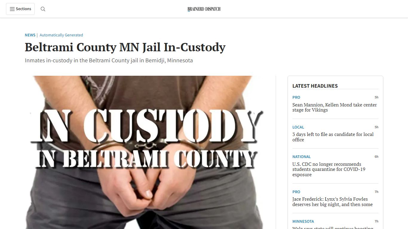 Beltrami County MN Jail In-Custody | Brainerd Dispatch